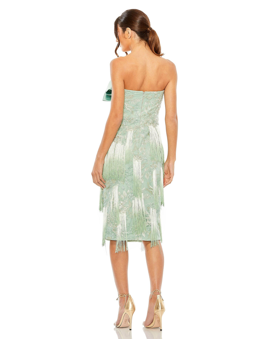 Cocktail Dresses Short Strapless Fringe Cocktail Dress Sage