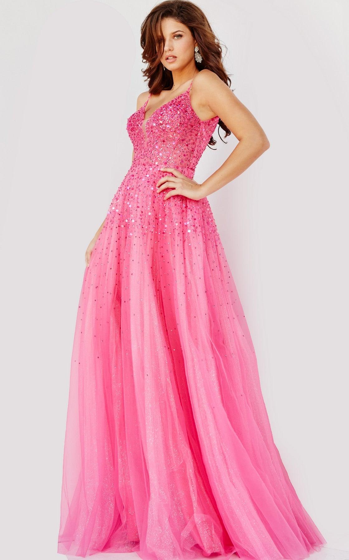 Jovani 08408 Spaghetti Strap Long Prom Dress