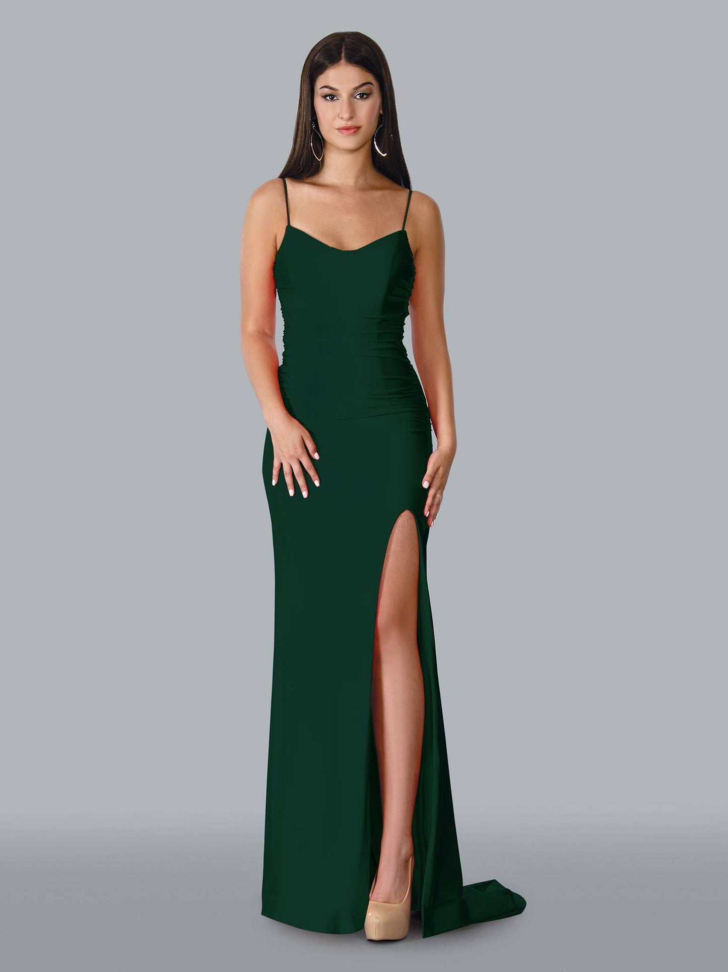 Formal Dresses Long Formal Ruched Prom Dress Hunter Green