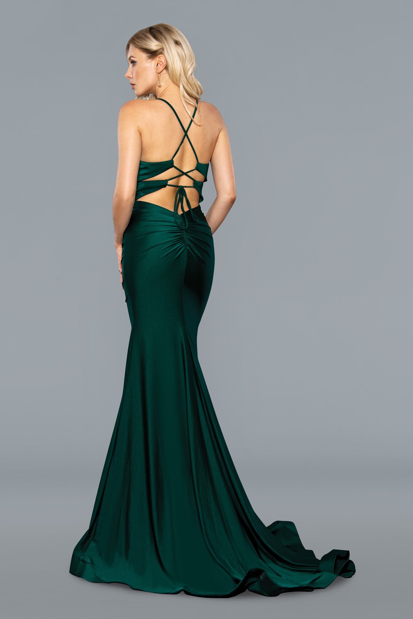 Formal Dresses Long Formal Ruched Prom Dress Hunter Green