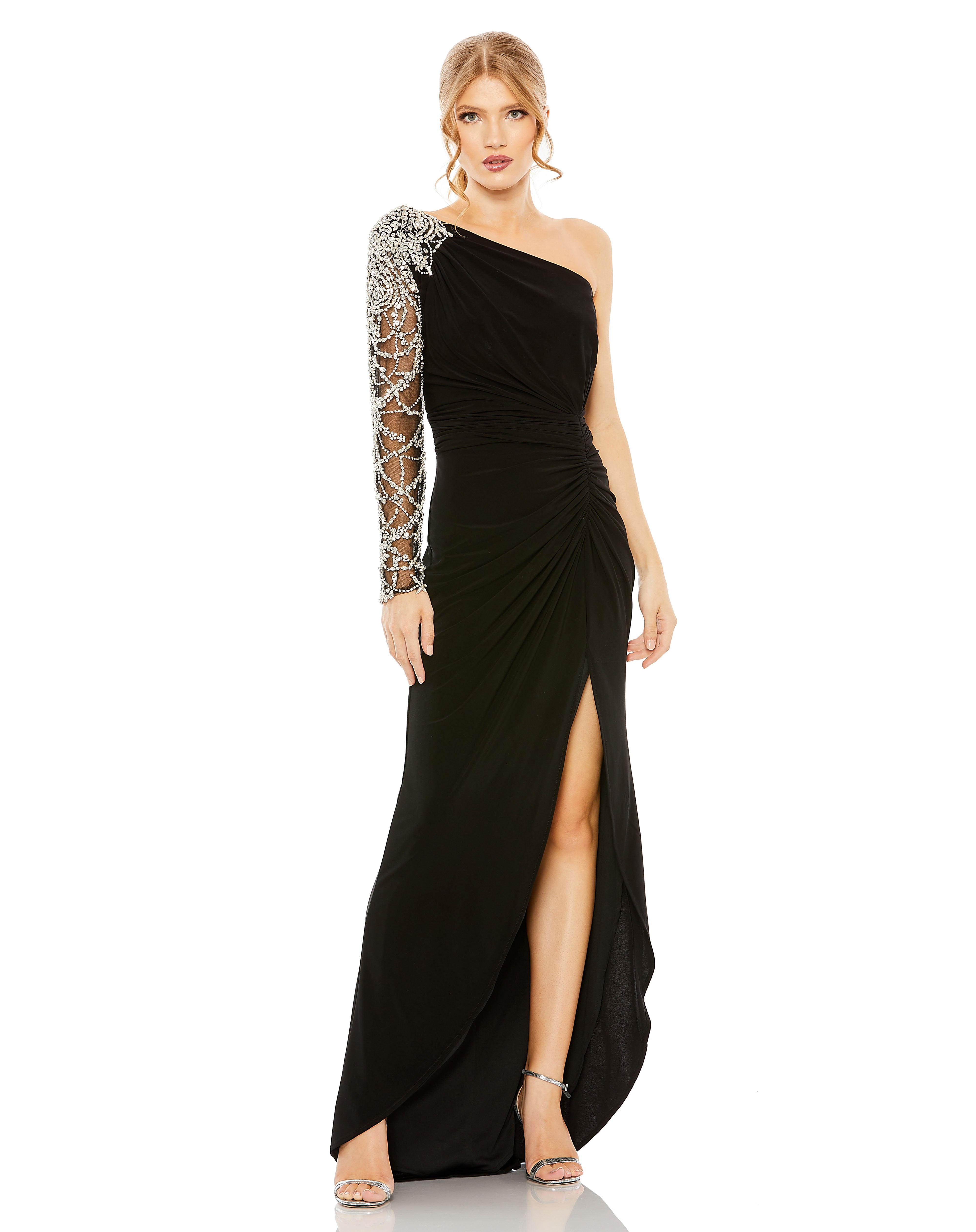 Black Mac Duggal 2215 Long Fitted Formal Evening Prom Gown for $349.0 – The  Dress Outlet