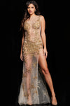 Prom Dresses Prom Long Formal Beaded Evening Gown Nude/Gold