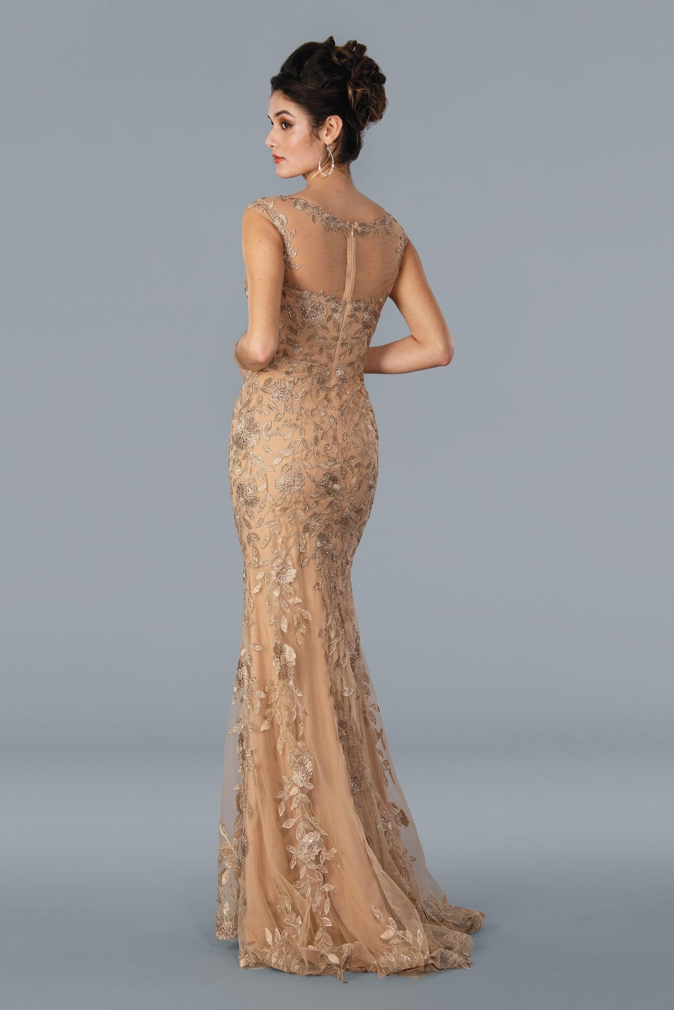 22359 Formal Long Fitted Evening Gown Prom Dress Gold 2