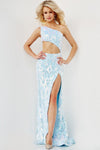 Prom Dresses Long Formal One Shoulder Fitted Prom Gown Light Blue