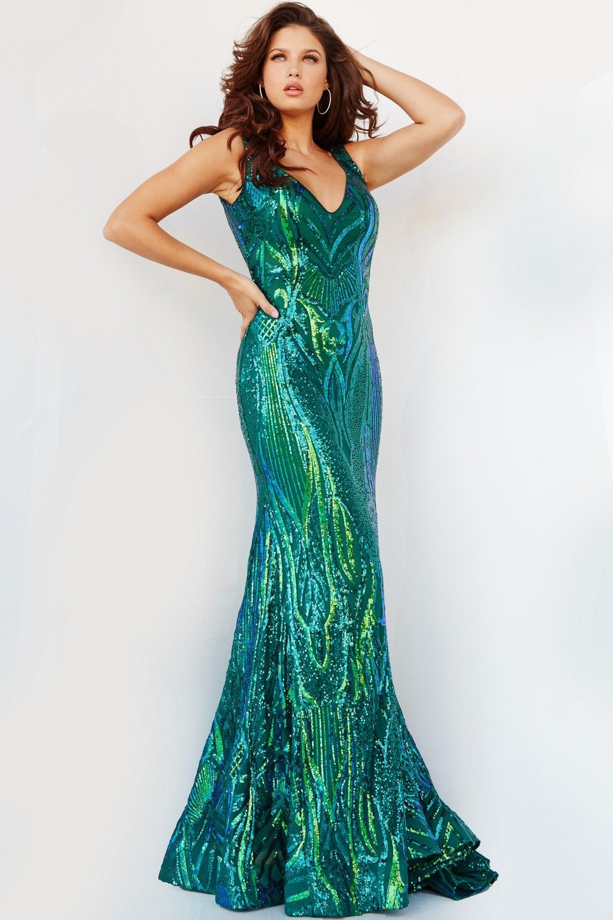 Prom Dresses Long Sleeveless Formal Mermaid Prom Dress Iridescent Green