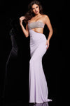 Prom Dresses One Shoulder Cut Out Embellished Bust Prom Dress Lilac