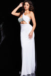 Prom Dresses One Shoulder Cut Out Beaded Bust Prom Dress Off White