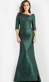 Mother of the Bride Dresses Mother of the Bride Asymmetrical Neckline 3/4 Sleeves Dress Green