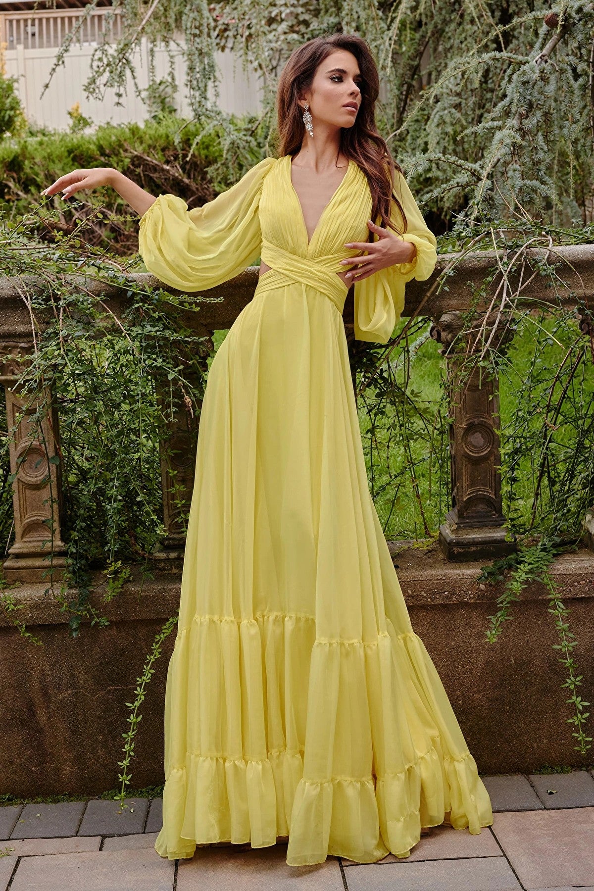 Formal Dresses Long Sleeve Maxi Formal Dress Yellow