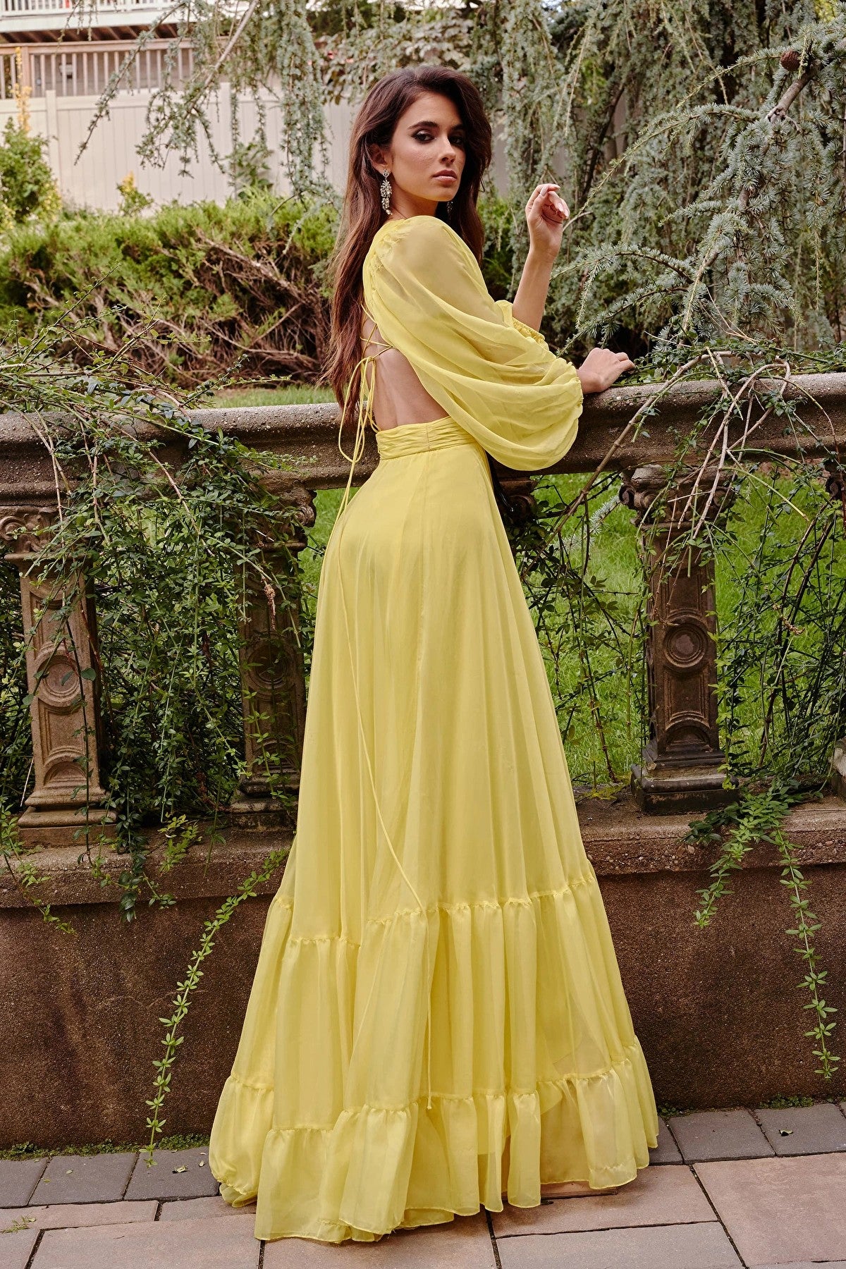 Formal Dresses Long Sleeve Maxi Formal Dress Yellow