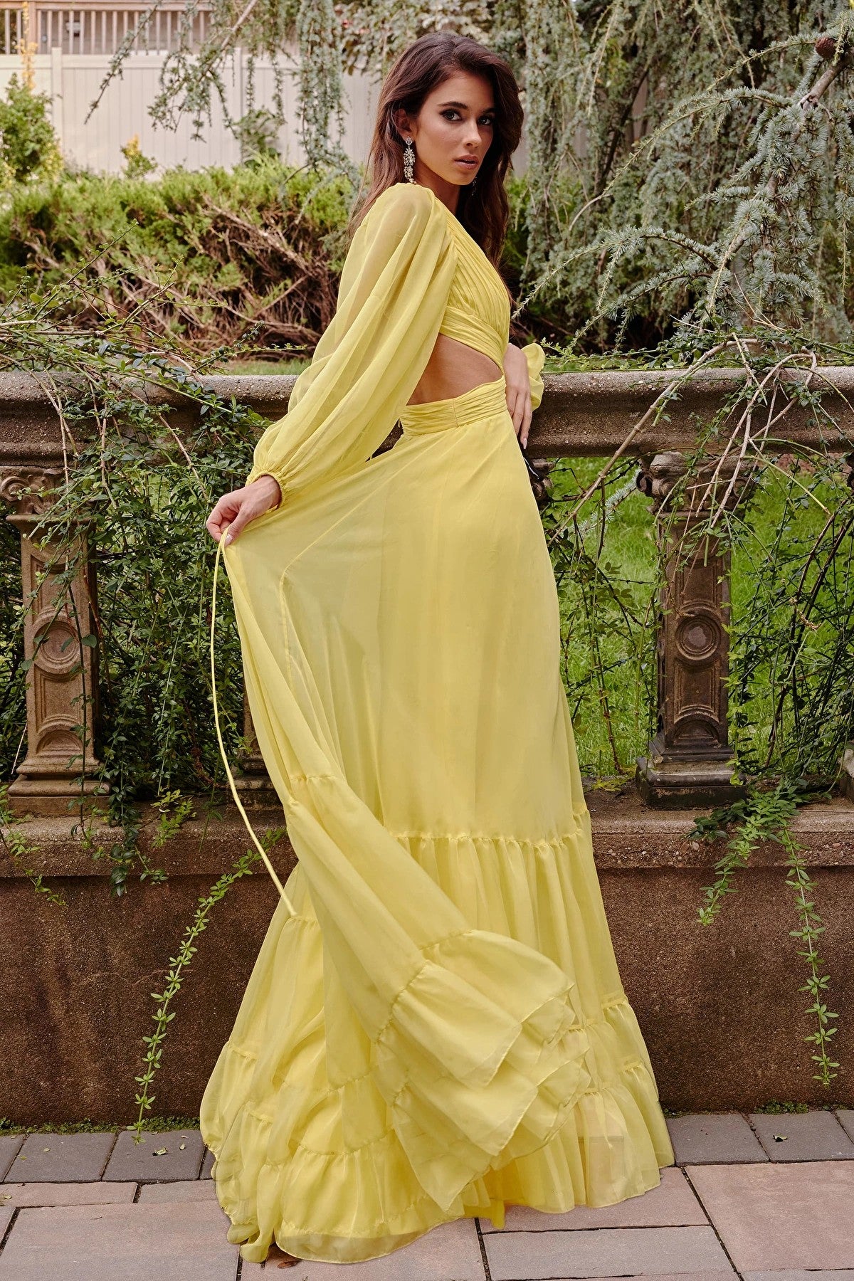 Formal Dresses Long Sleeve Maxi Formal Dress Yellow