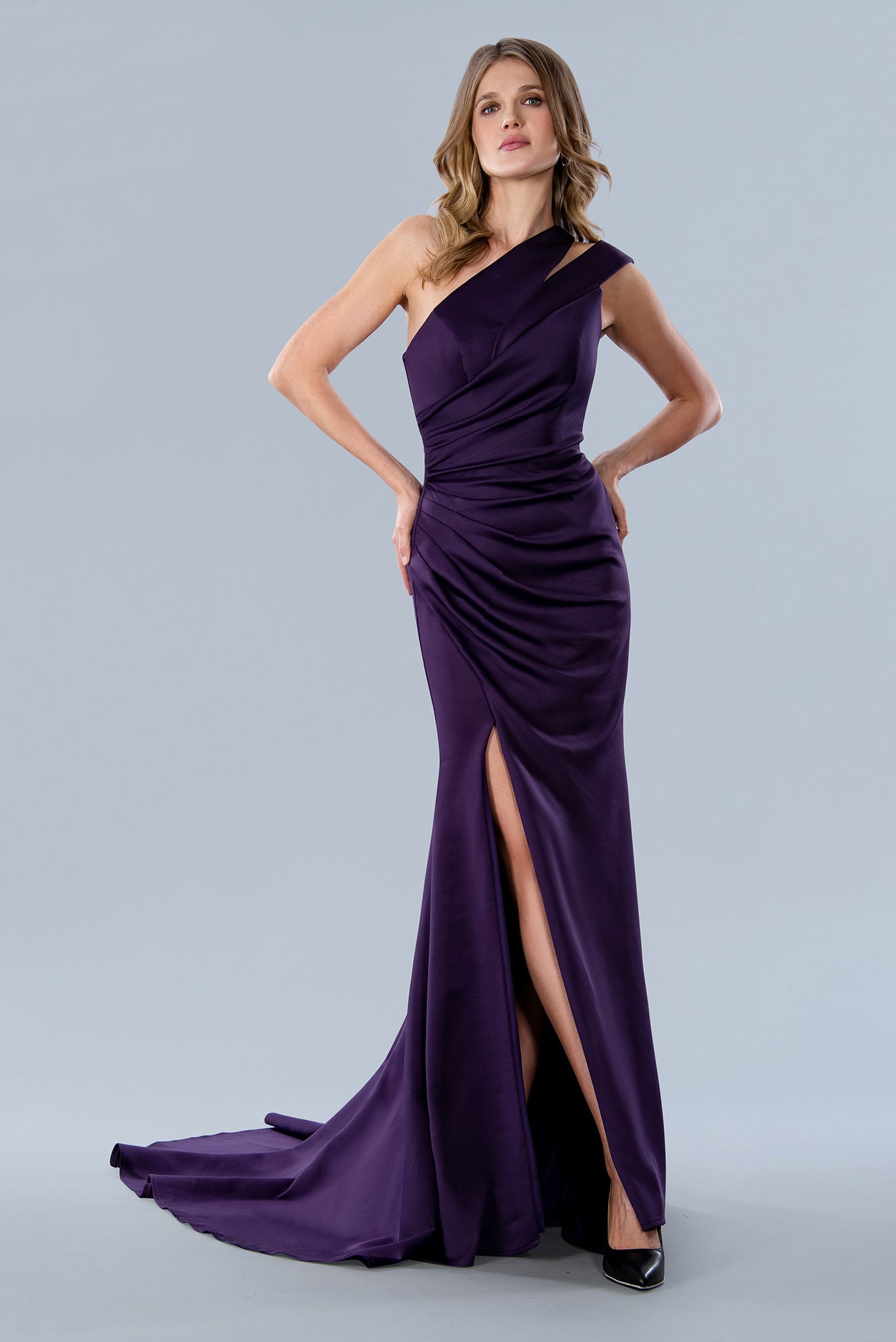 Formal Dresses Long Formal Side Pleat Prom Dress Purple