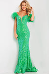 Prom Dresses Feather Off Shoulder Sequin Prom Dress Green