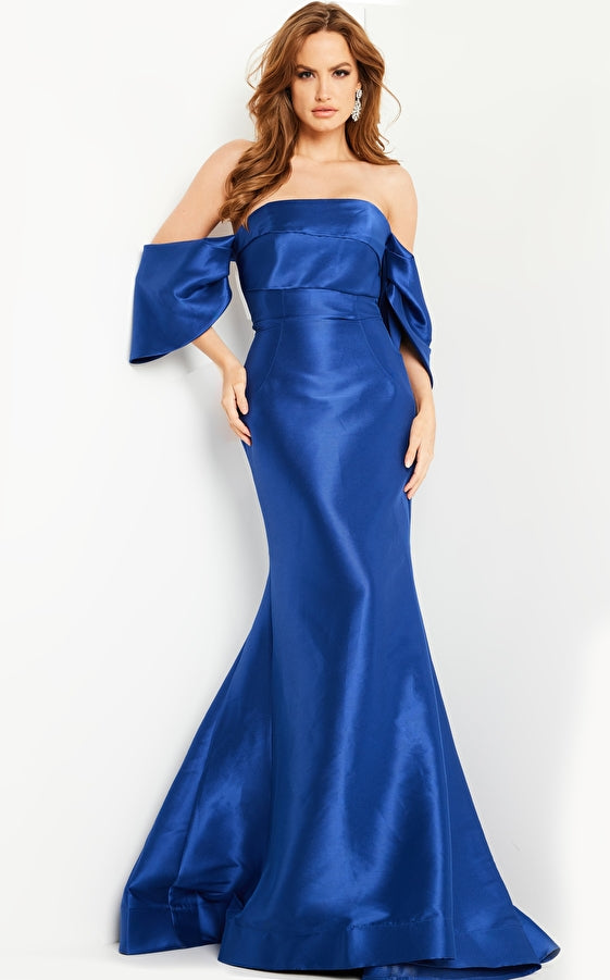 Formal Dresses Drape Sleeve Off Shoulder Formal Dress Indigo