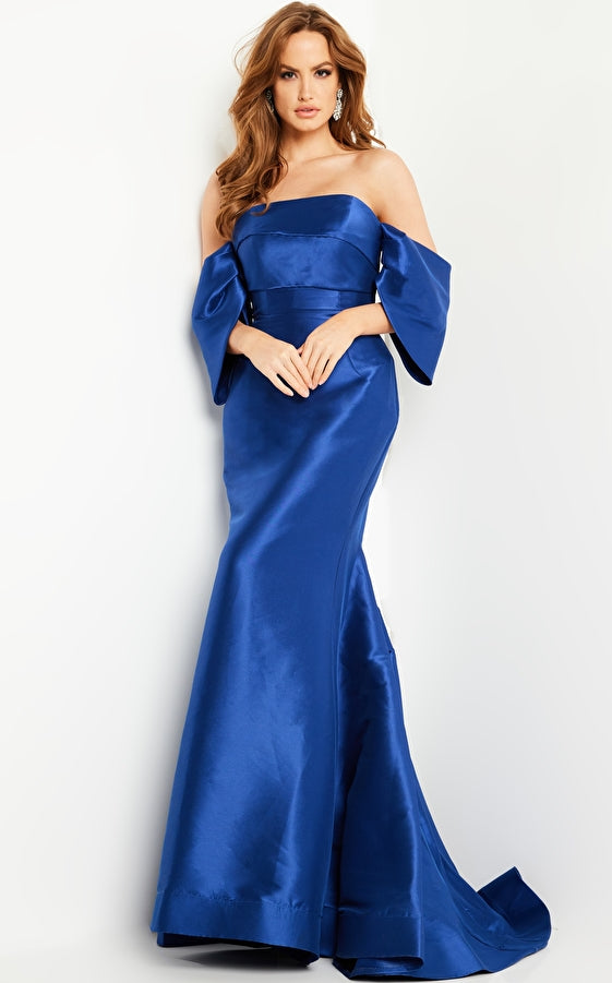 Formal Dresses Drape Sleeve Off Shoulder Formal Dress Indigo