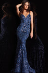 Prom Dresses Spaghetti Strap Floral Sequin Prom Dress Slate