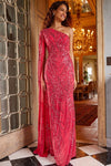 Mother of the Bride Dresses Mother of the Bride Embellished One Cape Shoulder Dress Watermelon