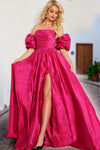 Prom Dresses Off Shoulder Ruched Bodice Prom Dress Fuchsia