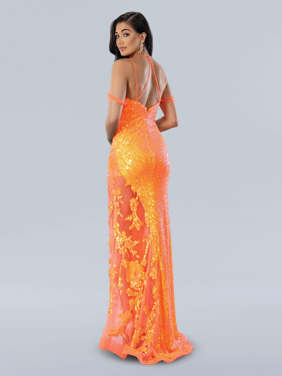 Prom Dresses Prom Long Formal Sequin Dress Orange