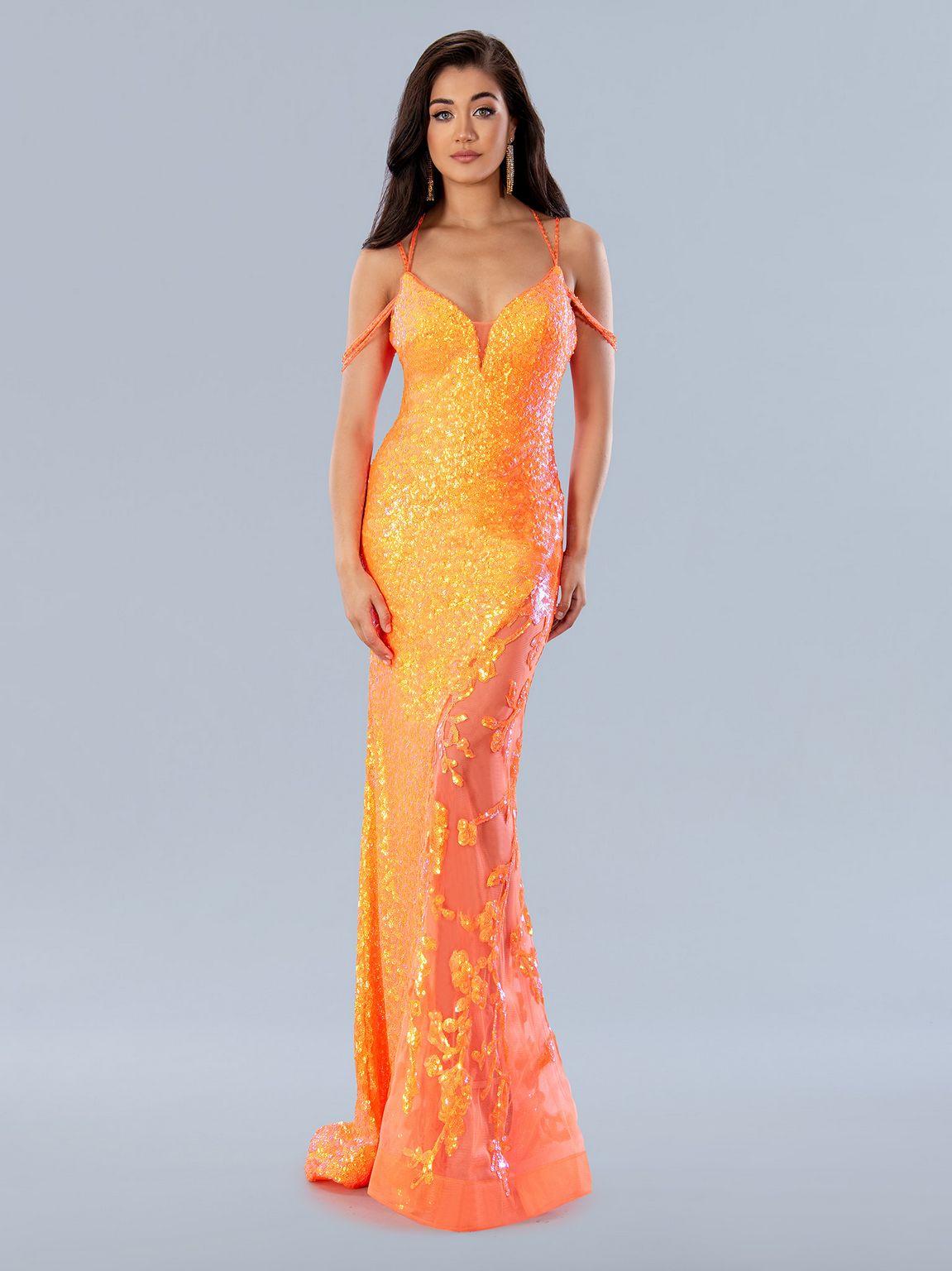 Prom Dresses Prom Long Formal Sequin Dress Orange