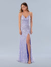 Prom Dresses Formal Long Prom Floral Sequin Dress Lilac