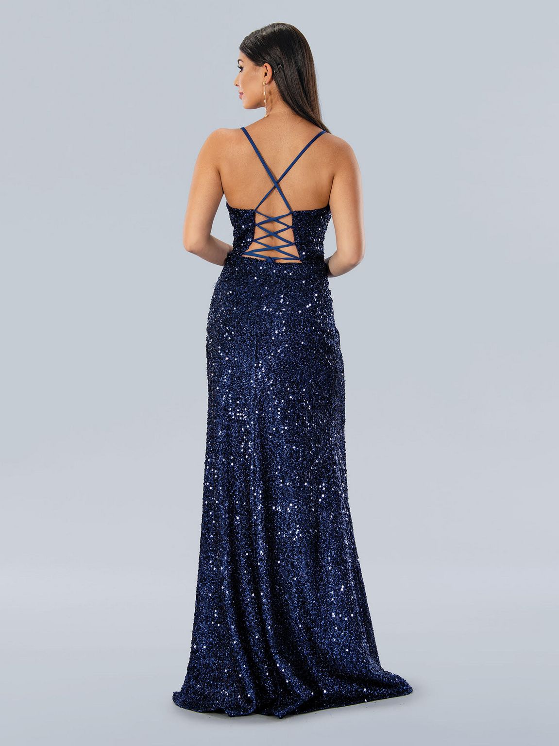 Prom Dresses Long Formal Feather Prom Sequin Dress Navy