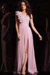 Prom Dresses One Shoulder Ruched Pleated Prom Dress Light Pink