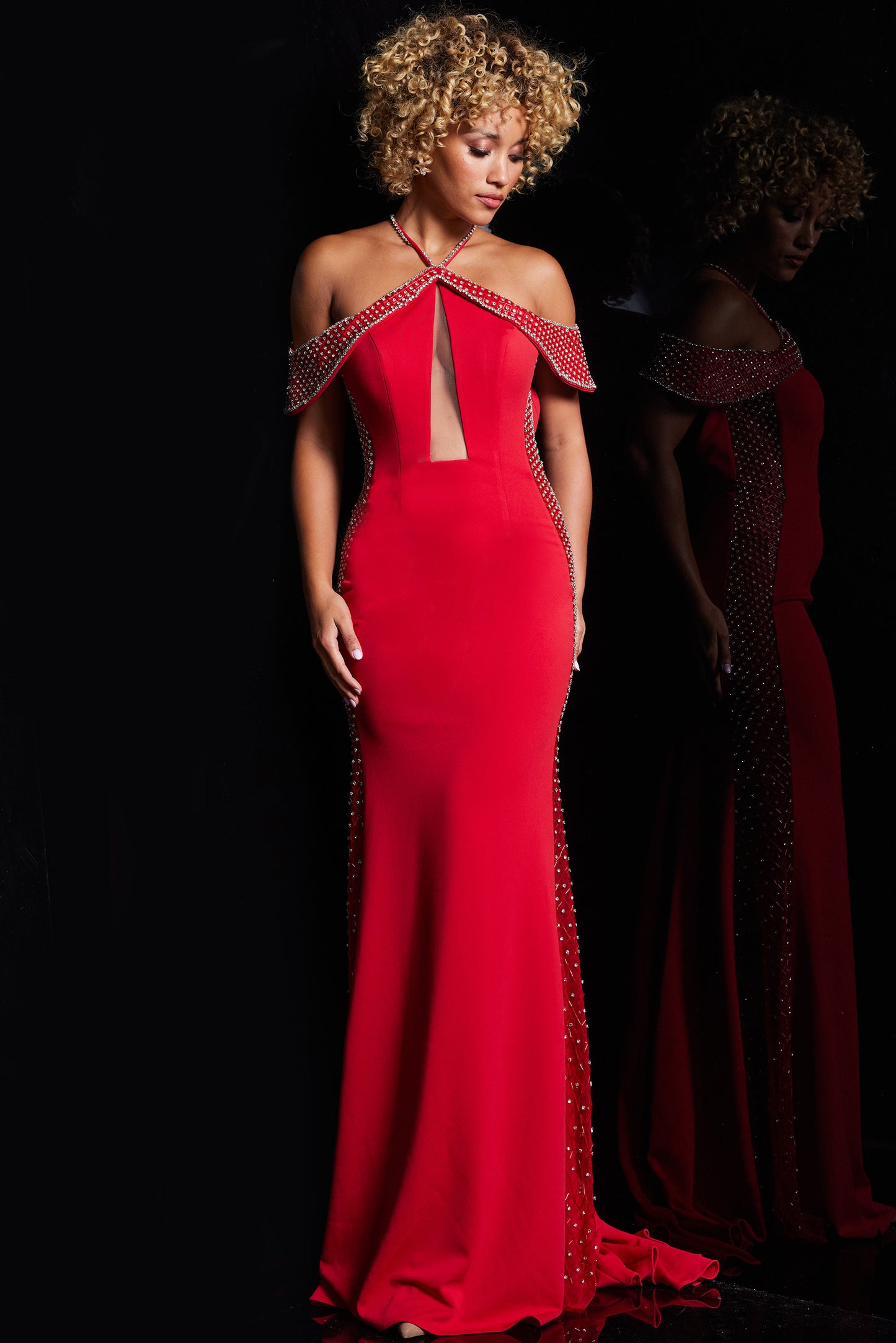 Prom Dresses Off Shoulder Beaded Prom Dress Red