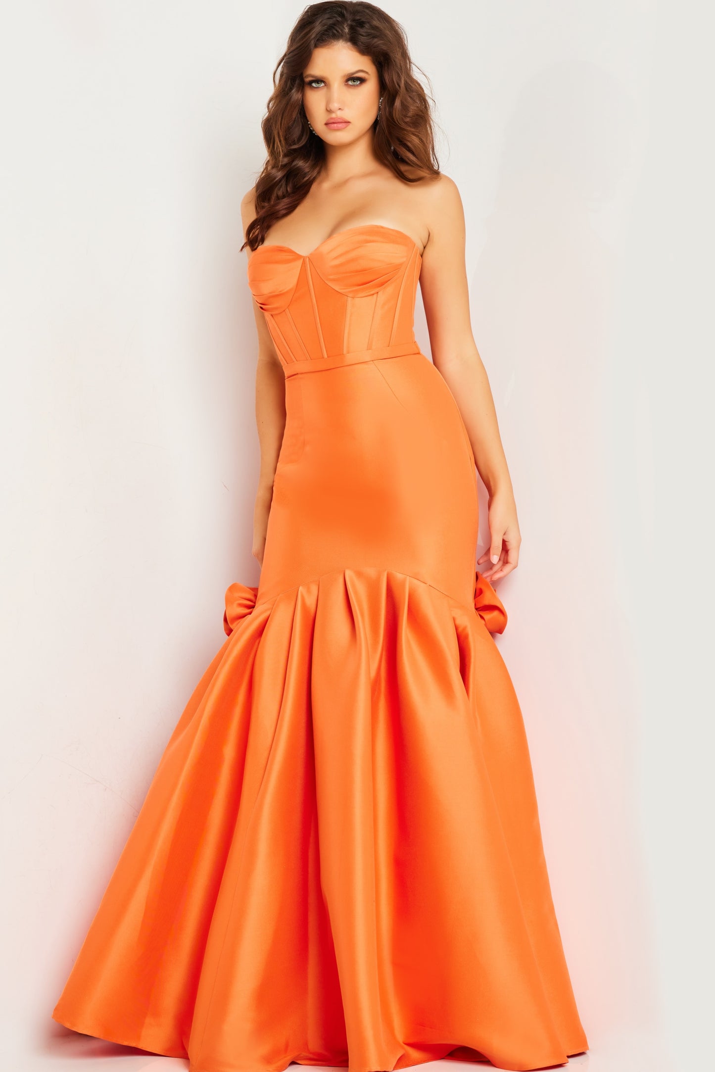 Prom Dresses Strapless Corset Bodice Prom Dress Orange