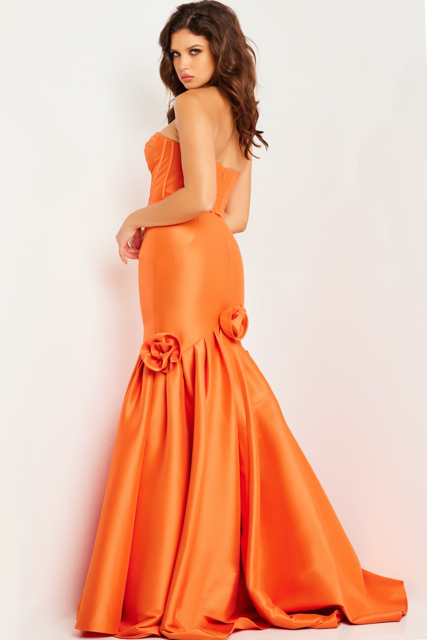 Prom Dresses Strapless Corset Bodice Prom Dress Orange