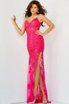 Prom Dresses Long Spaghetti Strap Fitted Lace Prom Dress Fuchsia