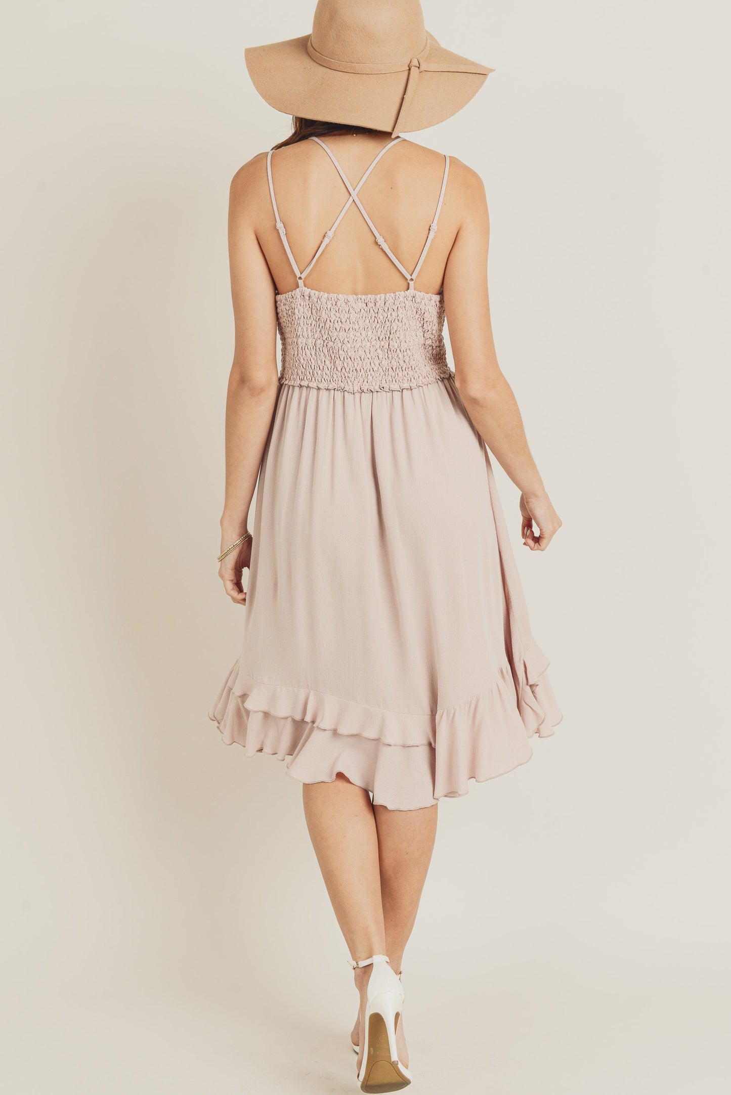 Cocktail Dresses Short Crochet Front Merrow Edge Dress Blush Pink