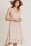 Cocktail Dresses Short Crochet Front Merrow Edge Dress Blush Pink