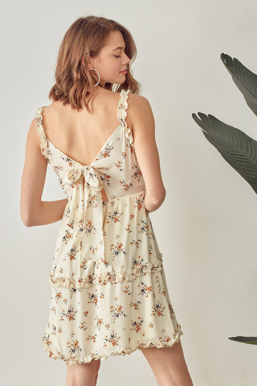 Cocktail Dresses Short Floral Merrow Ruffle Dress Ivory