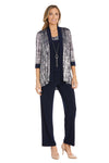 Pant Suit Metallic Printed Pant Suit Jacket Set Navy