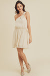 Cocktail Dresses Short One Shoulder Crinkle Dress Beige