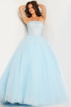 Prom Dresses Strapless Embellished A Line Prom Dress Light Blue