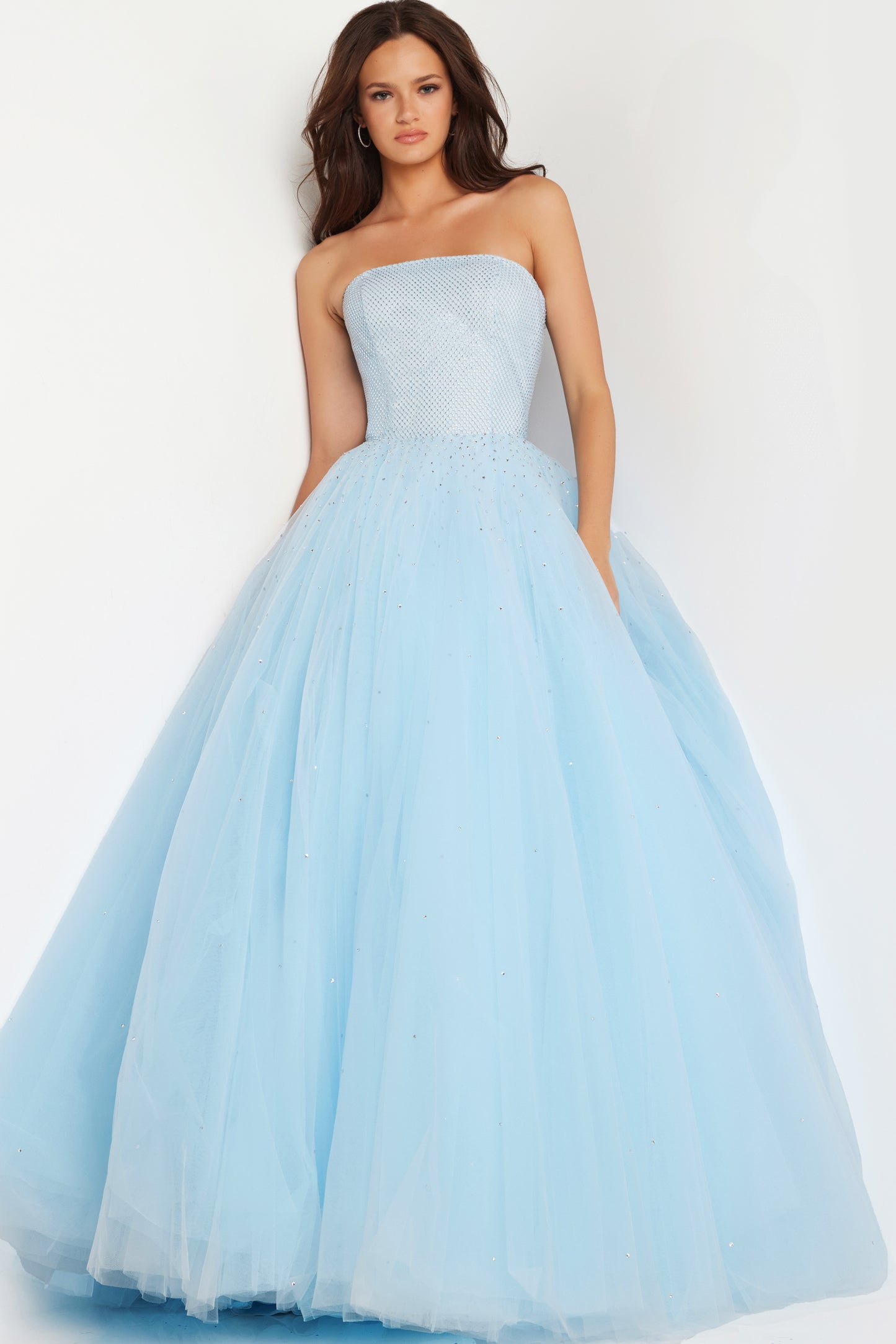 Prom Dresses Strapless Embellished A Line Prom Dress Light Blue