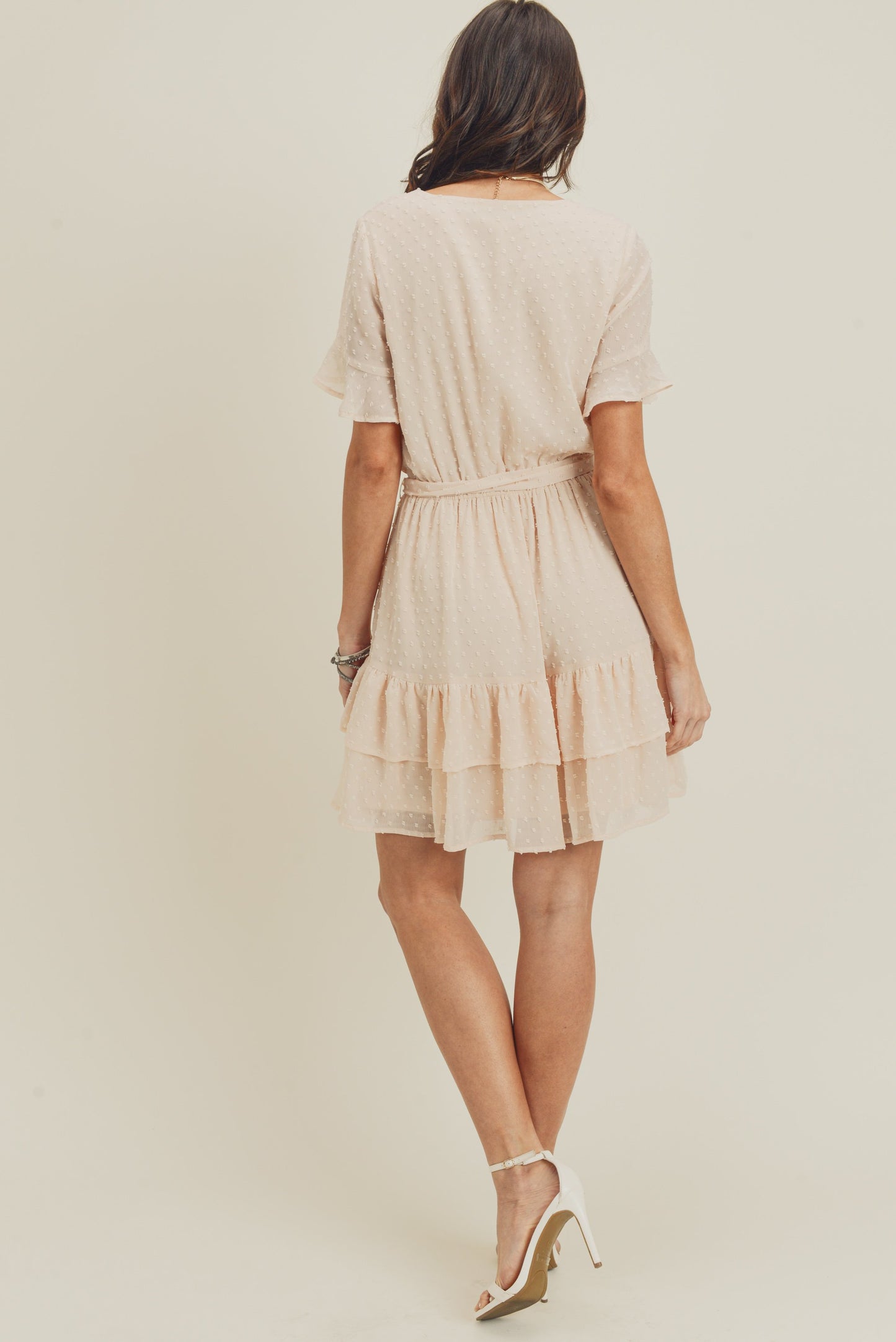 Cocktail Dresses Short Ruffle Layered Dress Cream