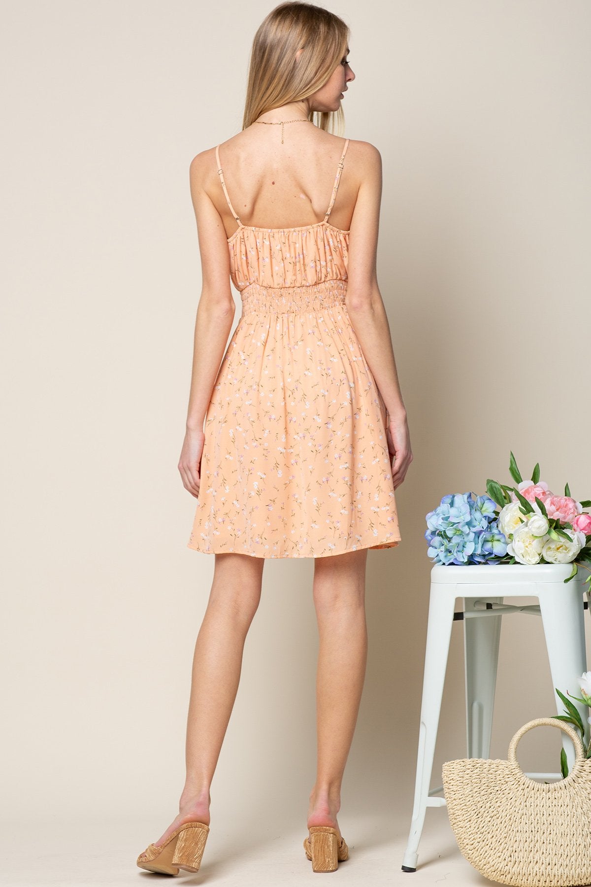 Cocktail Dresses Short Spaghetti Strap Ruffle dress Peach