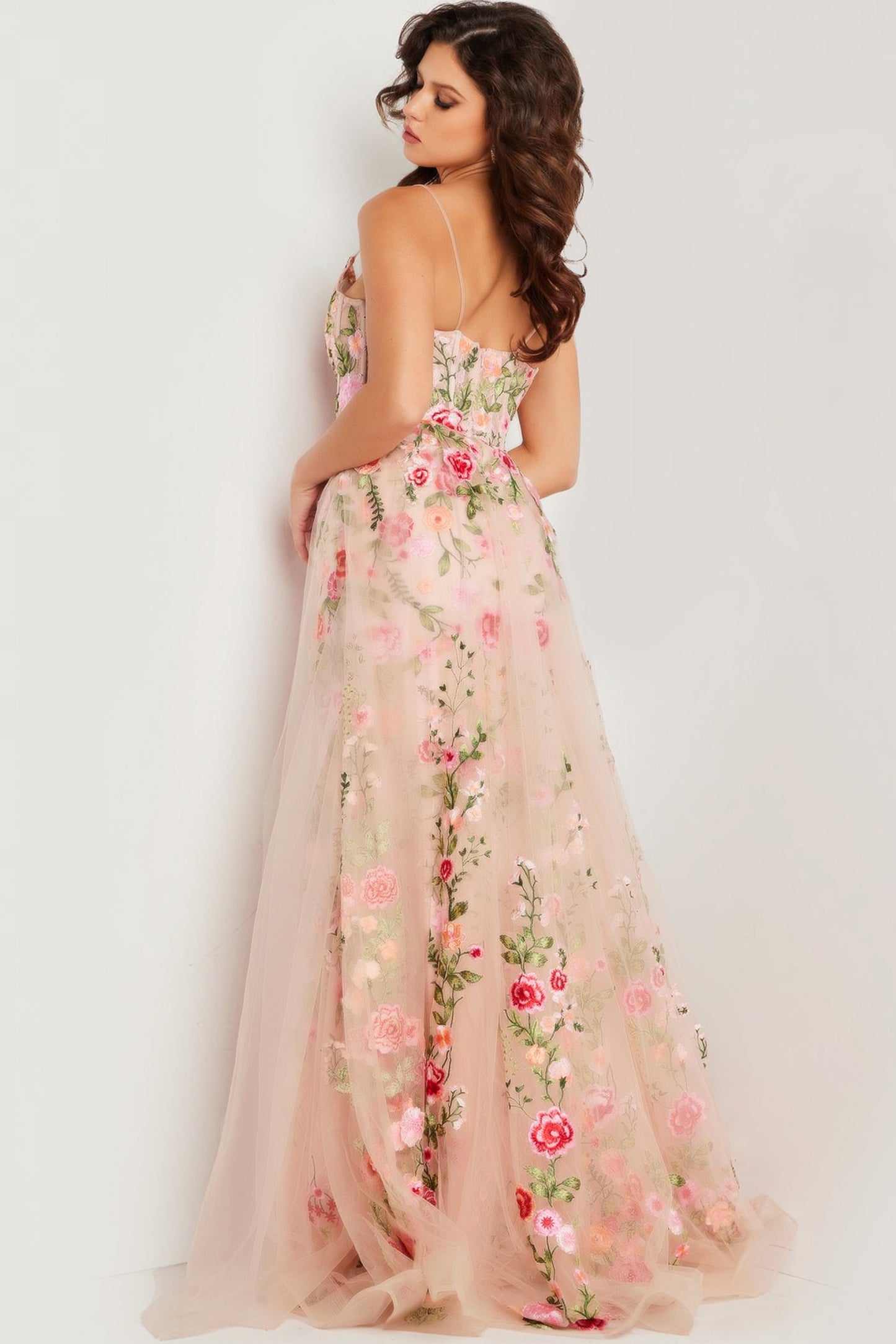 Prom Dresses Fitted Overskirt Long Formal Prom Dress Nude/Multi