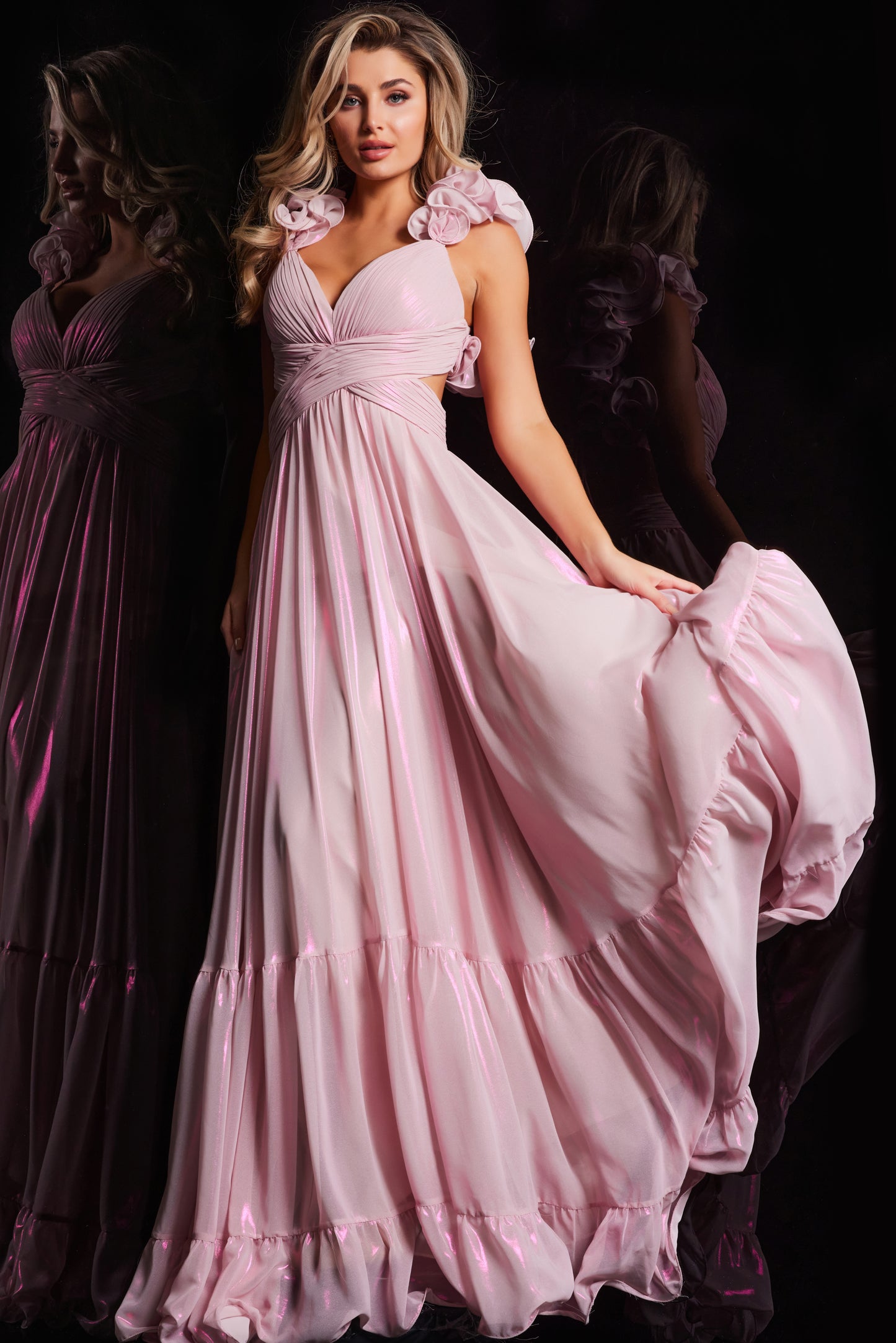 Prom Dresses Pleated Bust Long Formal Prom Dress Light Pink