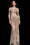 Prom Dresses Long Sleeve Fitted Long Formal Prom Dress Nude/Gold