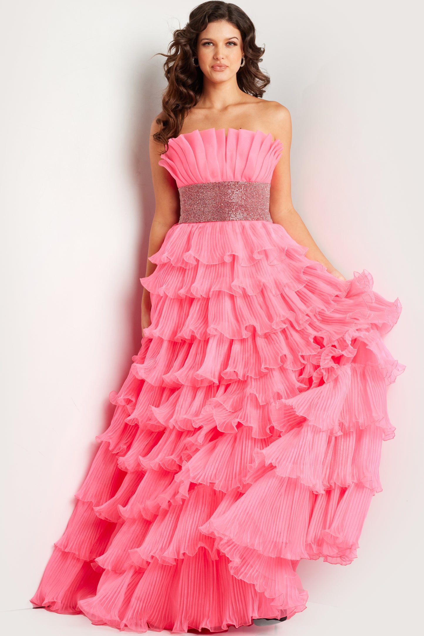 Prom Dresses Layered Skirt Long Formal Prom Dress Hot Pink