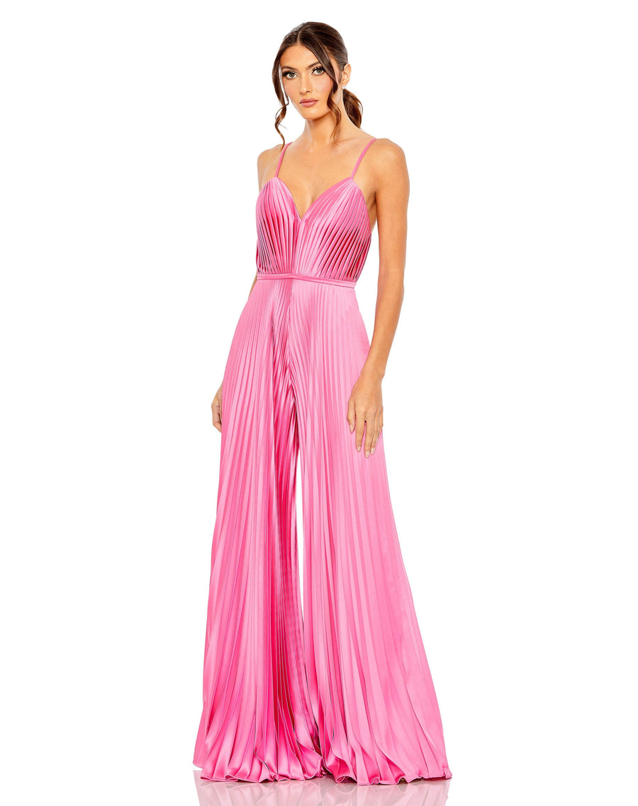 Jumpsuit Formal Pleated Wide Leg Jumpsuit Pink