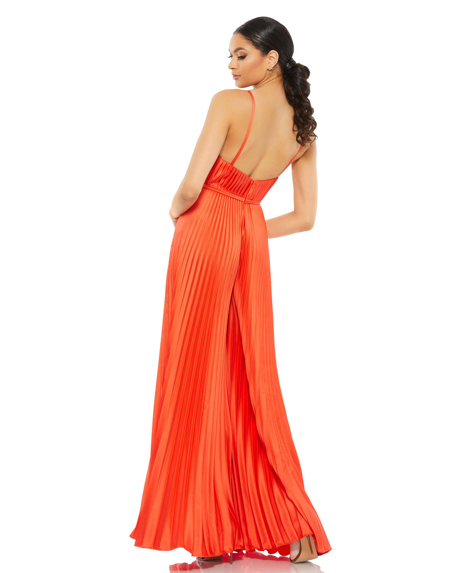 Jumpsuit Formal Pleated Wide Leg Jumpsuit Tangerine