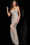 Prom Dresses Long Illusion Formal Prom Dress Nude/Silver