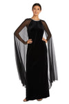 R&M Richards 2642P Long Formal Petite Cape Dress