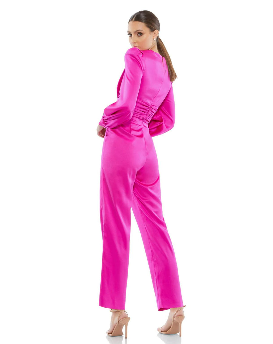 Jumpsuit Long Puff Sleeve Formal Jumpsuit Fuchsia