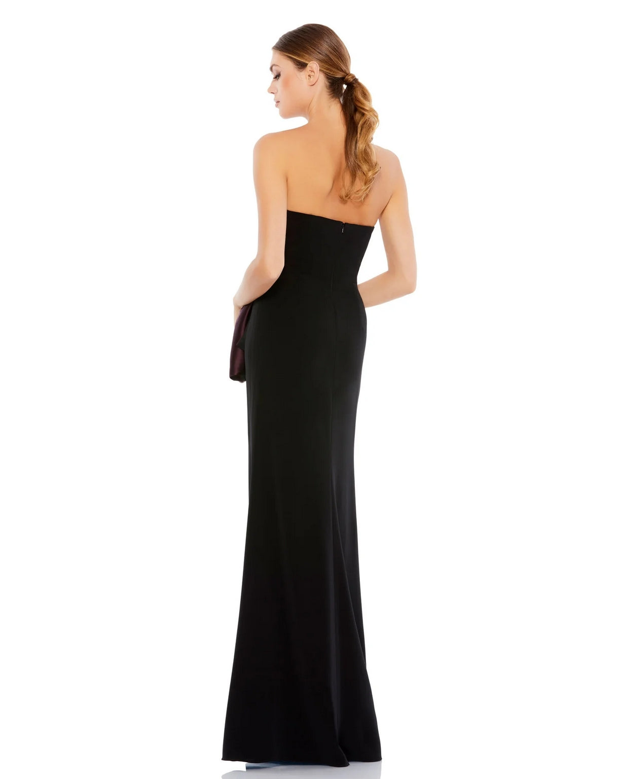 Formal Dresses Long Two Tone Draped Strapless Trumpet Dress Black Plum